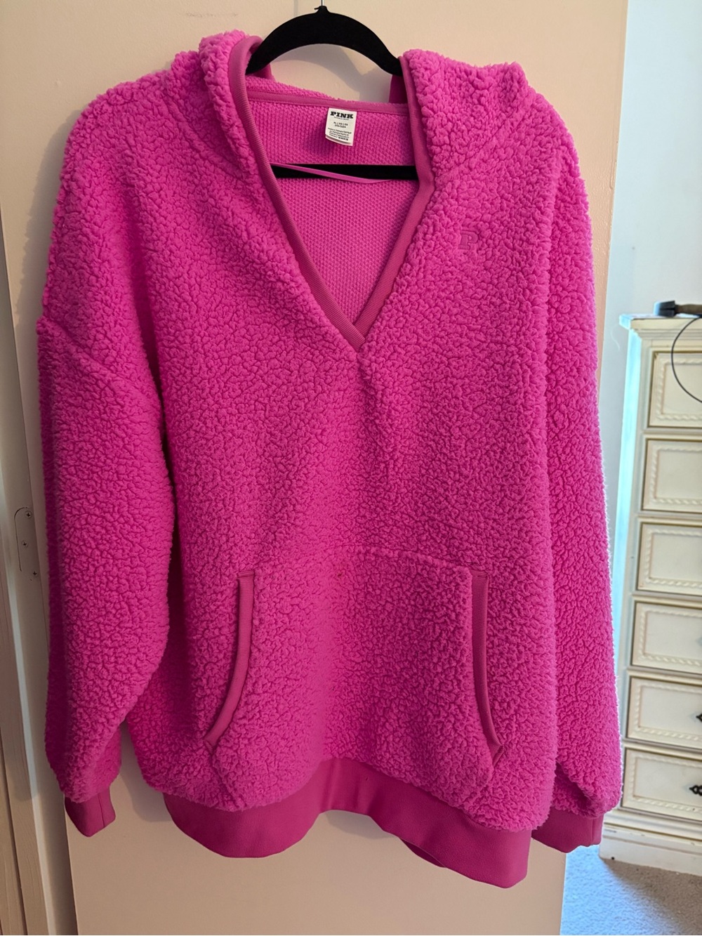 PINK Victoria's Secret Hot Pink Textured Waffle-Knit Top